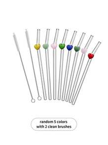 12 Unidades de Palhas de Vidro Reutilizáveis com 2 Escovas de Limpeza - Cores e Estilos Variados, Palhas para Bebidas, Smoothies, Café Gelado, Drinques, Bebidas de Verão, Suprimentos para Festa, Ideias de Presente para Natal, Aniversário ou Réveillon, Materiais Escolares