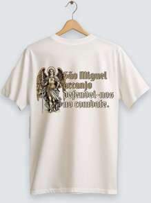 Camiseta Algodão Juvenil e Infantil Unissex Gospel São Miguel Menino Menina - Branco - Visão 4