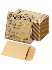 50pcs/100pcs Brown Resealable Seed Envelopes, Vegetable Seed Storage Envelopes, Small Safe Envelopes For Collecting And Sealing Seeds - Multicolor - View 3