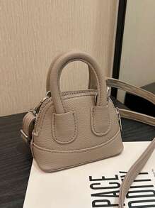 1pc Cute Girl Niche High-End Girl Bag New Candy Color Mini Cute Shell Bag Can Be Cross-Body Handbag Small Bag Litchi Pattern Pu Material Fashionable Girl Bag Is Very Suitable For Taking Out To Play And Can Also Be Given As A Gift To Friends