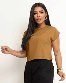 Basic Cropped Modeling With Perfect Fit Factory Price Get Yours Now - Mustard Yellow - View 3