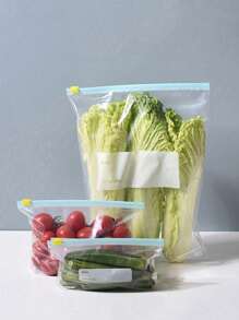 65pcs/30pcs/10pcs 保鲜袋，双密封保鲜袋，透明食品包装塑料密封袋，谷物，肉类，水果和蔬菜，双肋保鲜袋，水果和蔬菜冷冻袋，厚密封袋，冰箱分装密实袋，可抽取食品袋，厨房用品，厨房储存和储藏，厨房配件，适用于户外，露营 - 拉鍊頭顏色隨機 - 查看 8