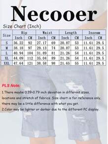 Necooer Women Jean Shorts Ripped Casual Summer Mid Waist Stretchy Five Points Denim Jean Shorts - 藍色 - 查看 4
