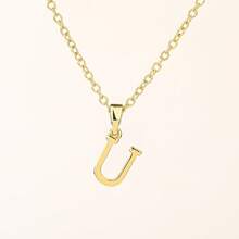 1 件优雅法式简约镂空字母设计 A-Z 项链，铜镀金字母吊坠锁骨链，精致百搭的日常佩戴礼物