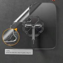 1pc Damage-Free No Drill Mark Wall Hook, Adhesive Strong Sticky Hook, Bathroom Hanger, Heavy Duty Wall Mounted Rack, Removable, Transparent, Waterproof, Rustproof, Suitable For Clothes, Hats, Shoes, Accessories, Kitchen, Bathroom, Living Room, Bedroom