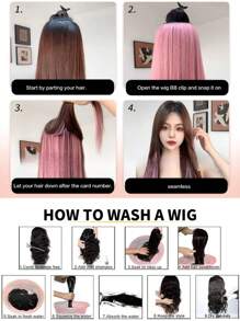 20inch One Piece 4 Card Wig Piece Multicolor Party Bright Vivid For Long Straight Hair Synthetic Color Wig Music Festival Halloween Party