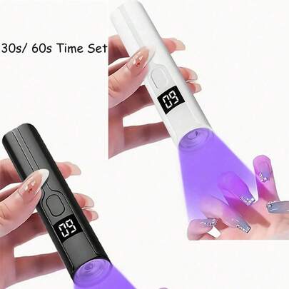 1个便携式UV LED美甲灯，手持式UV美甲灯，带1个3W灯泡，专业美甲固化灯，凝胶美甲固化灯，LED美甲灯，便携式迷你美甲烘干机，凝胶指甲油，美甲凝胶，USB手电筒，家用DIY美甲工具，送给女孩的最佳礼物