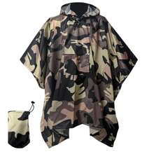 Camouflage wasserdichter Regenponcho, tragbare wiederverwendbare Regenjacke mit Kapuze, geeignet für Männer und Frauen