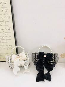 1pc Fashionable And Sweet Small Crossbody Bag, Fashionable And Stylish Cute Girl Bag, Cute Little Girl Coin Purse, Faux Pearl Hand Chain Shoulder Strap, Magnetic Buckle Closure, Crossbody Handbag, Suitable For Girls To Go Shopping And Attend Parties, With A Sweet And Cute Bow Ribbon Decoration Handbag, It Is Also A Good Choice To Give Friends And Family Birthday Gifts - Pearl Handbag - View 1