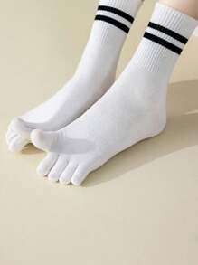 3 pares de cómodas medias de dedo con rayas - Medias hasta el tobillo para mujer de otoño - Suaves, transpirables, cómodas, sencillas, elementos esenciales de calzado con estilo