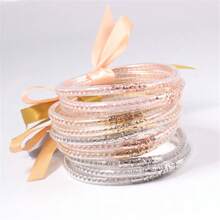 5pcs Set Of Luxury Shiny Hexagram Crystal Ribbon Bracelets, Suitable For Women's Daily Wear