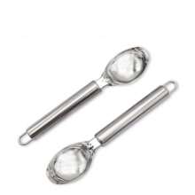 Cuchara para helado de acero inoxidable, cuchara de doble uso para frutas y para servir bolitas de helado - Plateado - Ver 4