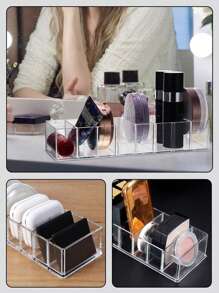 1 pièce Organisateur cosmétique de bureau en acrylique transparent pour palette de poudre compacte, boîte de rangement à tiroir anti-poussière, présentoir pour outils de maquillage