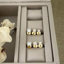 Carre Zirconia Light Point Trio Earring 18K Gold Plated - Pha lê - Xem 2
