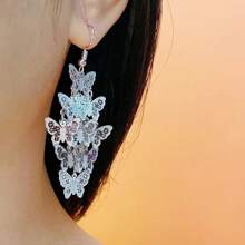 New Item Luxury 1 Pair Of Fashionable And Simple Bohemian Tassel Hooks, Silvery Butterfly Piece Long Earrings, Mother's Day, Holidays, Birthday Gifts, Daily Wear, Exquisite Jewelry, Women's Earrings - Silver - View 1