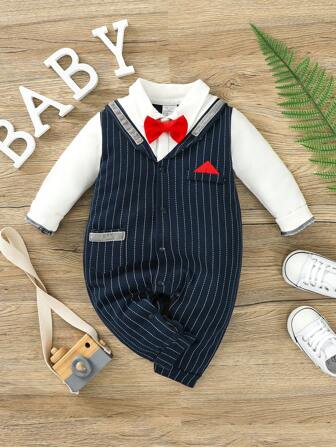 Hibobi Mono para Bebé Niño con Diseño de León en Relieve, Enterizo de Manga Larga y Piernas Largas, Diseño de Dos Piezas Falsas, Ideal para Recién Nacidos y Niños Pequeños en Primavera y Otoño