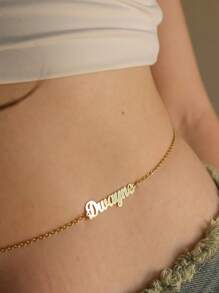 1Pc Personalized Name Waist Chain, Custom Name Belly Chain, Sexy Name Waist Chain, Summer Beach Body Jewelry Fashion Accessories, Ladies Jewelry, Best Friend Gift