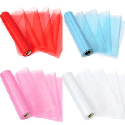 1pc Organza Fabric Roll, Size: 29*2100CM, Tabletop Centerpiece Decor, DIY Chair Back Decor, Table Runners, Wedding & Party Backdrop Decoration Sheer Fabric, Event Ceremony & Party Decoration Tulle, Outdoor Canopy Decor, DIY Stair Floral Garland, Graduation Party & Ceremony Background Decoration, Festival Sheer Curtain Decor, Interactive Party Atmosphere Decoration Hanging Cloth, Gift Wrapping Decorative Ribbon