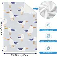 2 Piezas Toalla de cocina absorbente con diseño de gaviota azul, toalla de baño moderna con patrón azul de gaviota, toalla de cocina con tejido de tema de pájaros, adecuada para hornear y cocinar