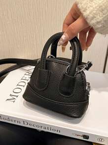 1pc Cute Girl Niche High-End Girl Bag New Candy Color Mini Cute Shell Bag Can Be Cross-Body Handbag Small Bag Litchi Pattern Pu Material Fashionable Girl Bag Is Very Suitable For Taking Out To Play And Can Also Be Given As A Gift To Friends