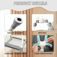 UBRAVOO Umbaubarer Hochstuhl für Babys und Kleinkinder, zusammenklappbar, leicht zu reinigen, gepolsterter Sitz, Fußstütze, Tablett und Getränkehalter, max. Tragkraft 15 kg, Alter 6 Monate bis 3 Jahre