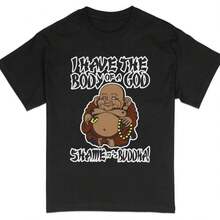 Funny Buddha T-Shirt I Have The Body Of A God Novelty Tee, Yoga Humor, Body Positivity, Unisex Shirt For Men And Women - Black - View 1