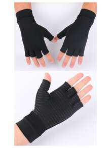 One Pair Of Unisex Lightweight Compression Five-Finger Gloves, Suitable For Cycling, Driving, Exercising, Training, Fitness, And Outdoor Activities.Black Gloves - Multicolor - View 5