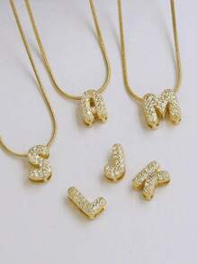 Small Chunky Alphabet Balloon 3D Letter Initials Gold Plated Pendant Necklace For Women Personalized Jewelry
