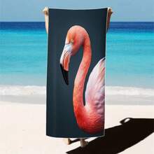 1pc Oversized Flamingo Printed Beach Towel, Extra Large Ultra Soft Quick Dry Beach Blanket - Skin-Friendly And Portable, Suitable For Fun Trips, Yoga, Picnics And Pool Parties