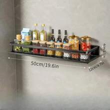 Kitchen Shelf Spice Storage Rack Wall-Mounted Kitchen Spatula Spoon Hook Towel Bar Suitable Kitchen And Bathroom Item Storage