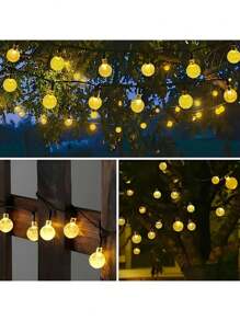 1 Rangkaian Lampu LED Tenaga Surya 20/50/100 Buah, Bohlam Gelembung Plastik, 8 Mode Pencahayaan, Kontrol Tombol, Tema Luar Angkasa, Cocok untuk Taman, Berkemah, Pesta, Hari Kemerdekaan, Natal, Pernikahan, Ulang Tahun, Dekorasi Halaman - Baterai Ni-MH Isi Ulang Tenaga Surya, Lampu Gantung Tenaga Surya - cahaya putih hangat - View 5