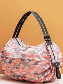 Bolsa de compras plegable y reutilizable de moda para mujeres, bolsa de tela portátil y plegable, bolsa de almacenamiento para compras de supermercado, útiles escolares y accesorios escolares