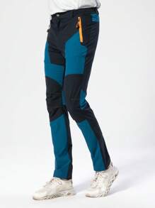 Outdoor Sports Elastic Quick-Dry Pants For Men, Lightweight Breathable Fabric, Water-Resistant Design For Hiking, Running - Navy Blue - View 5