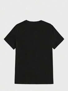 Blood In Blood Out T-Shirt Vatos Locos Forever ,Casual Print,Comfortable And Versatile,Letter Pattern Pure Cotton 220g Printed T-Shirt - 黑色 - 查看 2