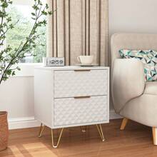 Nightstand Set Of 2, Bedside Table With 2 Drawers Storage, End Side Table With Golden Legs For Living Room, Bedroom Furniture - trắng - Xem 8