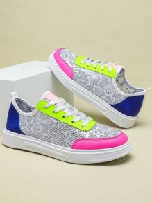 Zapatos cómodos y casuales para caminar de mujer, asimétricos, con malla de lentejuelas y piel, ligeros, transpirables, adecuados para actividades al aire libre, ir y venir y uso diario