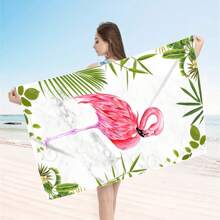 1pc Oversized Flamingo Printed Beach Towel, Extra Large Ultra Soft Quick Dry Beach Blanket - Skin-Friendly And Portable, Suitable For Fun Trips, Yoga, Picnics And Pool Parties