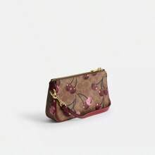 Coach Nolita 19 Small Tan Shoulder Bag - Cherry Print PU Leather Purse With Top Handle, Classic Logo Crossbody Bag