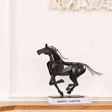 Metal Decor Horse Statue, Western Home Decor Rustic Decorations, Horse Crafts Horse Art Sculpture, Best Gifts For Horse Lovers (Black)