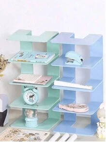 1/4 pièces Étagère à livres acrylique à 4 compartiments, serre-livres multifonctionnels, support pour livres, étagère de rangement de bureau, bibliothèque portable, supports de livres antichoc, étagères à livres, organisateurs de papeterie, compartiments indépendants, grandes ouvertures, convient pour la chambre, le salon, l'école, le dortoir, le bureau, la papeterie, les documents, la cuisine, la salle de bain