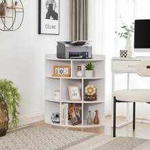 VECELO 4-Tier Corner Cabinet, Wooden Bookcases With 8-Cubby Storage Organizer For Small Space - White - View 4