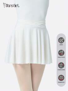 DonsGirl 1 pieza Falda midi con volantes de tela elástica suave y de malla con diseño de abertura en la cintura para ballet, danza y vestuario de animadoras de DonsGirl