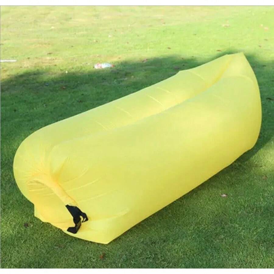 Sofá inflable perezoso para exteriores, sofá de aire portátil para playa, plegable, para acampar, cama, saco de dormir para una sola persona - Amarillo - Ver 1