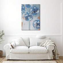 1pc Canvas Print Art Fashion Blue Disco Party Poster Picture Print Craft Canvas Decor Framed Ready To Hang.