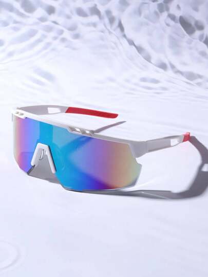 一副男士半框一体式染色镜片Y2K风格运动眼镜，夏季时尚之选