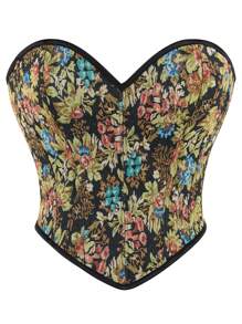 Top de corset vintage sans bretelles pour femmes, gaine de taille avec baleines pour modeler le corps, top bustier court sexy, top pour sortir - Multicolore - Voir 2