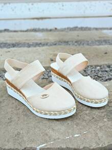 Baskets de sport casual à compensées pour femmes, convenant pour un port casual quotidien, augmentation de la hauteur - Beige - Voir 7