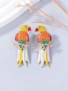 juran 1 par de pendientes brillantes con forma de pájaro, minimalistas y elegantes para uso casual