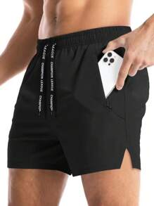 3-Inch Men Ice Silk Quick-Drying Breathable Shorts, For Basketball, Fitness, Running, Sports - Black - View 3