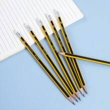 purespirit 12/24 支预削尖 HB 石墨铅笔 木壳铅笔 带橡皮擦 适合学生成人学校、办公室返校 - 黑色 - 查看 3